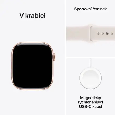Apple Watch Series 11 GPS 46mm Růžově zlatý hliník se světle ruměným sportovním řemínkem - M/L