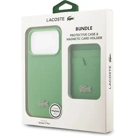 Lacoste Iconic Petit Pique MagSafe kryt + peněženka iPhone 17 Pro zelený