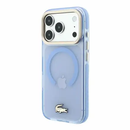 Lacoste PC/TPU Frosted Finish Gold Logo MagSafe kryt iPhone 18 Pro Max modrý