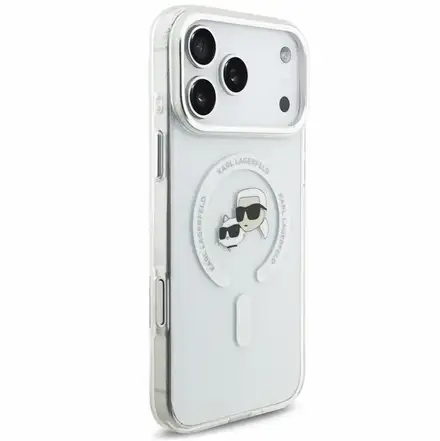 Karl Lagerfeld IML K&CH Heads Metal Frame MagSafe kryt iPhone 18 Pro Max bílý