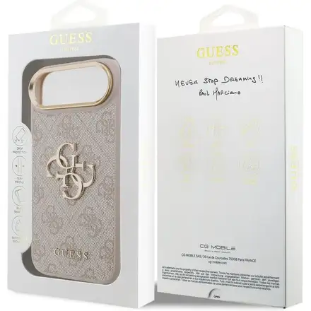 Guess PU Leather 4G Metal Logo Gold Frame kryt iPhone Air růžový