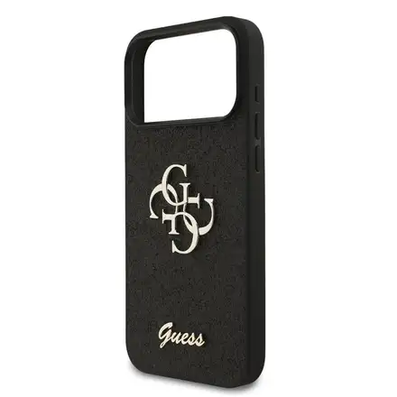 Guess PU Fixed Glitter 4G Metal Logo kryt iPhone 18 Pro Max černý