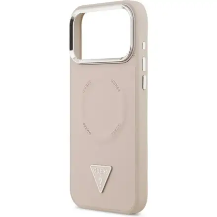 Guess PU Leather Triangle Logo MagSafe kryt iPhone 17 Pro Max růžový