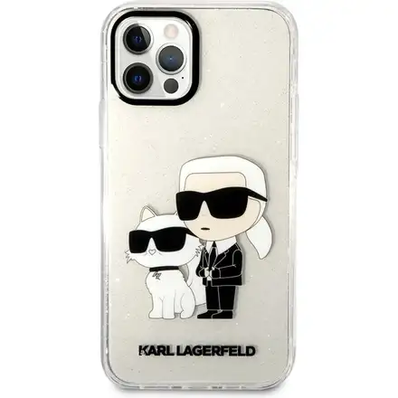 Karl Lagerfeld IML Glitter Karl a Choupette NFT kryt iPhone 12/12 Pro průhledný