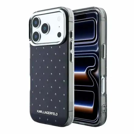 Karl Lagerfeld IML Rhinestones Allover kryt iPhone 18 Pro černá