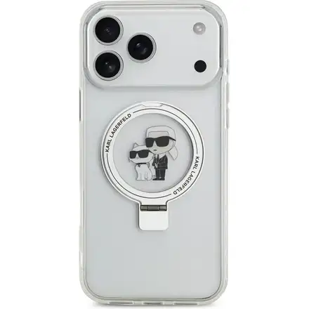 Karl Lagerfeld Ringstand Karl and Choupette MagSafe kryt iPhone 17 Pro Max bílý