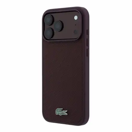 Lacoste PVC Iconic Petit Pique Metal Logo MagSafe kryt iPhone 18 Pro Max tmavě červený