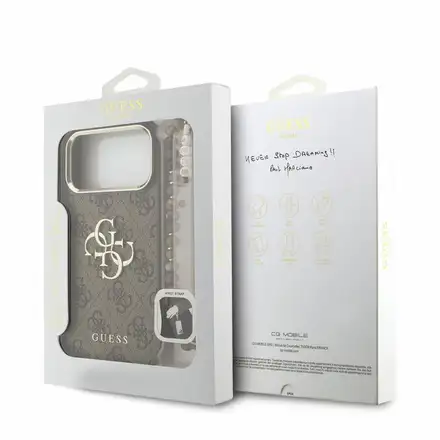 Guess PU 4G Metal Logo Strap kryt iPhone 18 Pro hnědý
