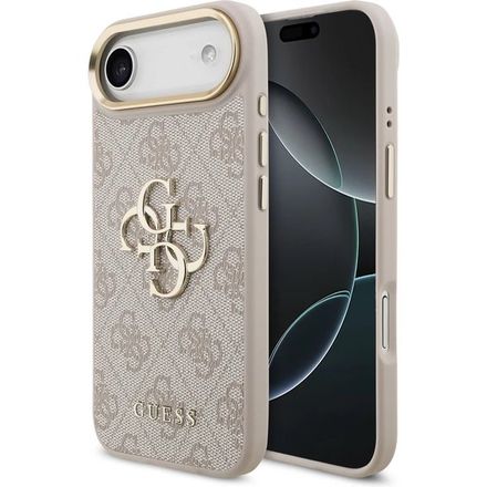 Guess PU Leather 4G Metal Logo Gold Frame kryt iPhone Air růžový