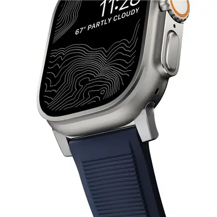 Nomad řemínek Rugged Strap pro Apple Watch 49/45/44/42 mm - Atlantic Blue/Silver Hardware