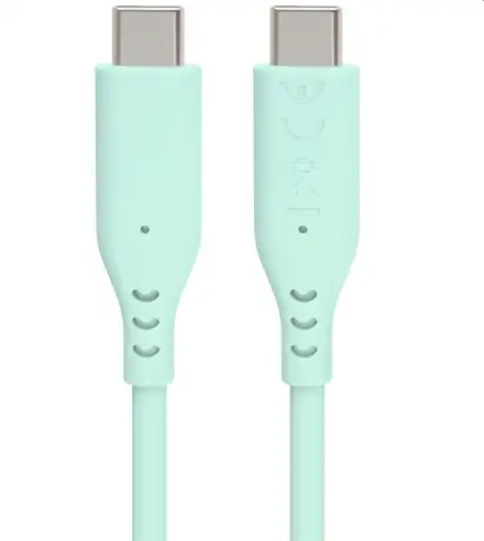 PremiumCord Silikonový kabel USB-C 60W 480Mbps tyrkysový extra měkký a robustní kabel délky 1,5m
