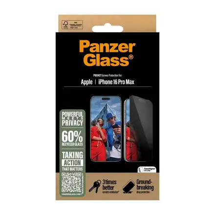 PanzerGlass ochranné sklo UWF Privacy pro iPhone 16 Pro Max - Black Frame