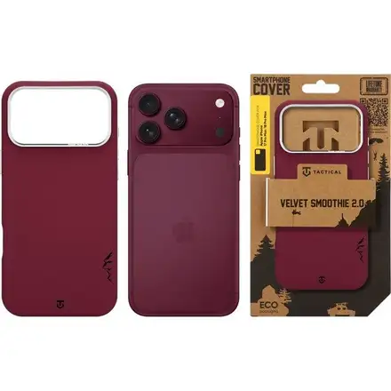 Tactical MagForce Velvet Smoothie 2.0 Kryt Apple iPhone 18 Pro Max/17 Pro Max tmavě červený