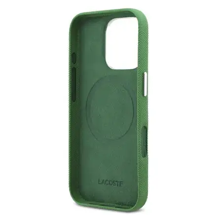 Lacoste PVC Iconic Petit Pique Metal MagSafe kryt iPhone 16 Pro zelený