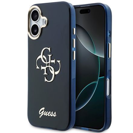 Guess IML 4G Script Metal Logo kryt iPhone 17 modrý