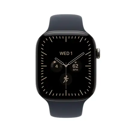 Apple Watch Series 12 GPS + Cellular 42mm Natural Titanium Case with Navy Blue Sport Band - M/L
