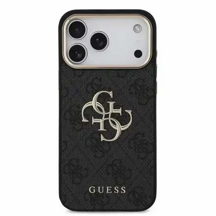 Guess PU 4G Metal Logo Strap kryt iPhone 18 Pro Max černý