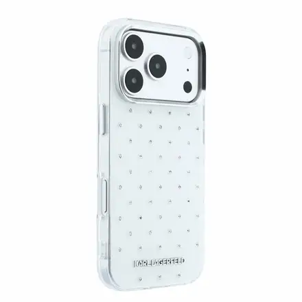 Karl Lagerfeld IML Rhinestones Allover kryt iPhone 18 Pro Max bílý