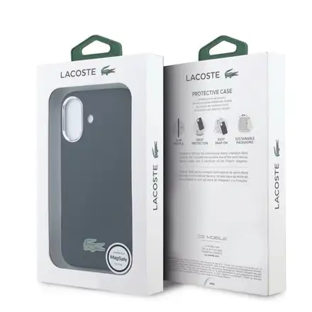 Lacoste PVC Iconic Petit Pique Metal Logo MagSafe kryt iPhone 16 černý