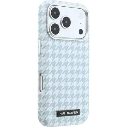 Karl Lagerfeld PU Houndstooth Resin Plate MagSafe kryt iPhone 17 Pro Max modrý