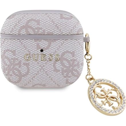 Guess 4G Script PC/PU Charm Pouzdro pro AirPods 4 růžové