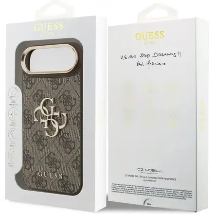 Guess PU Leather 4G Metal Logo Gold Frame kryt iPhone Air hnědý