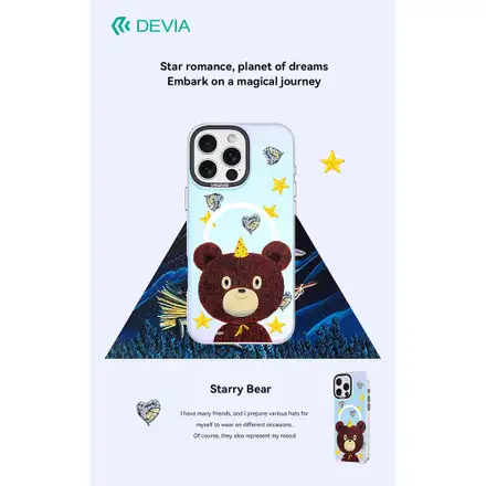 Devia kryt Canvas Series Magnetic Case pro iPhone 16 Plus - Starry Bear
