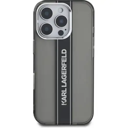 Karl Lagerfeld IML Stripe Logo kryt iPhone 16 Pro Max černý