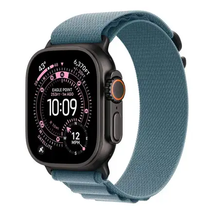 Apple Watch 49mm Light Blue Alpine Loop - Medium - Black Titanium Finish