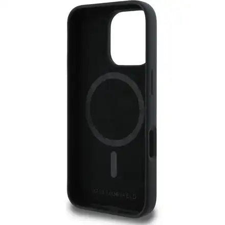 Karl Lagerfeld Liquid Silicone Karl and Choupette MagSafe kryt iPhone 16 Pro Max černý