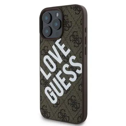 Guess PU Leather 4G Big Love Logo MagSafe kryt iPhone 16 Pro černý