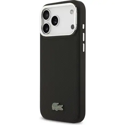 Lacoste Iconic Petit Pique Camera Stand MagSafe kryt iPhone 17 Pro Max černý