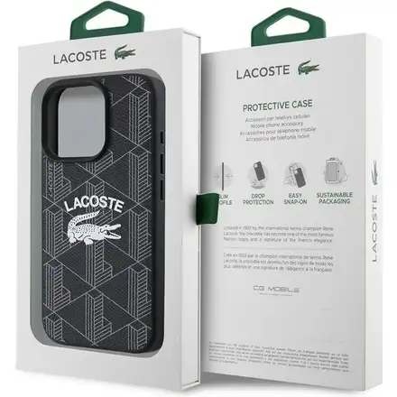 Lacoste Blend Monogram MagSafe kryt iPhone 16 Pro černý