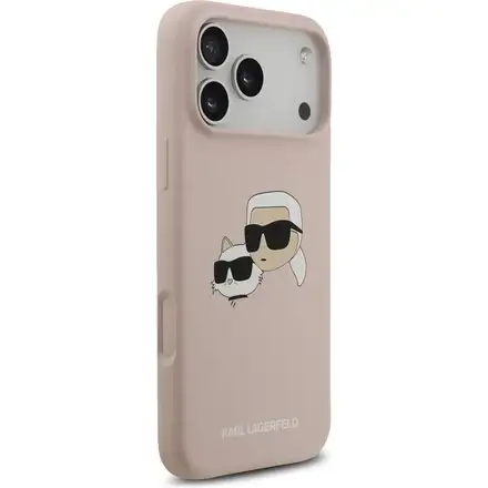 Karl Lagerfeld Liquid Silicone Double Heads MagSafe kryt iPhone 17 Pro růžový
