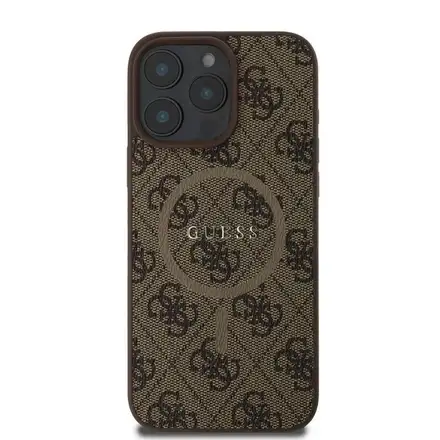 Guess PU Leather 4G Colored Ring MagSafe kryt iPhone 16 Pro Max hnědý