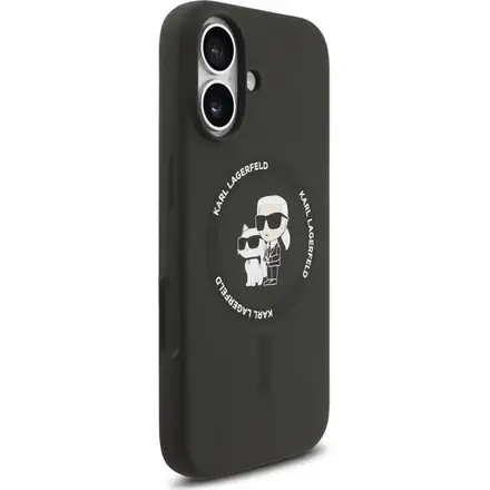 Karl Lagerfeld Liquid Silicone Karl and Choupette MagSafe kryt iPhone 17 černý