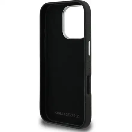 Karl Lagerfeld Grained PU K&CH Heads kryt iPhone 16 Pro černý