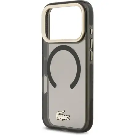 Lacoste PC/TPU Frosted Finish Gold Logo MagSafe kryt iPhone 17 Pro černý