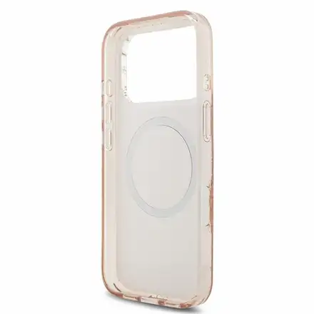 Guess IML Flowers Allover Strap MagSafe kryt iPhone 18 Pro růžový