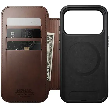 Nomad pouzdro Modern Leather Folio Magsafe pro iPhone 17 Pro - Rustic Brown