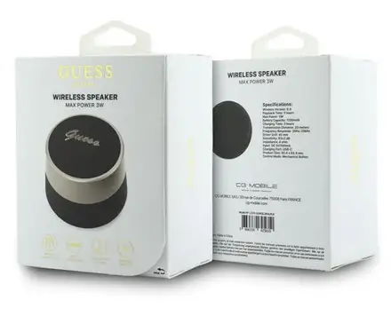 Guess Script Metal Logo Bluetooth Reproduktor 5W černý