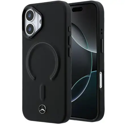 Mercedes PU Leather 3D MagSafe Zadní Kryt pro iPhone 17 černý
