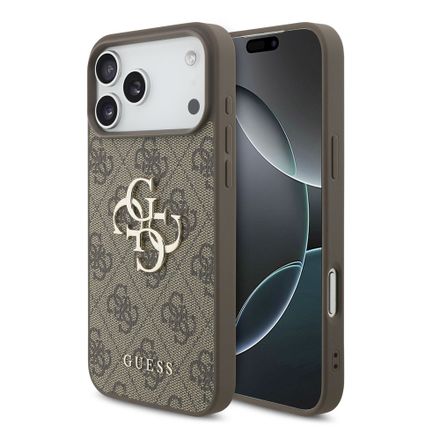 Guess PU 4G Metal Logo kryt iPhone 18 Pro Max hnědá