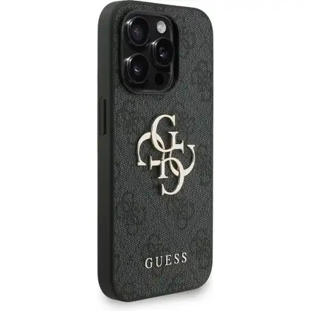 Guess PU 4G Metal Logo Strap kryt iPhone 15 Pro Max černý