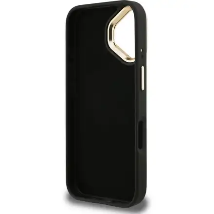Guess PU 4G Metal Logo Stand Camera Frame kryt iPhone 16 černý