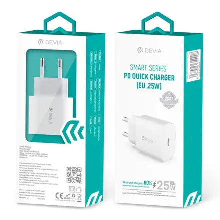 Devia síťová nabíječka Smart series PD Quick Charger 25W - White