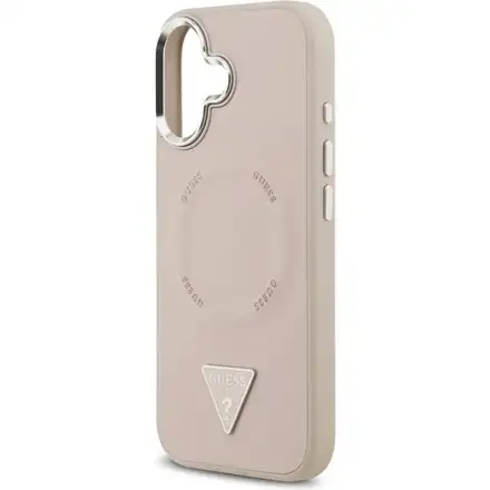 Guess PU Leather Triangle Logo MagSafe kryt iPhone 17 růžový
