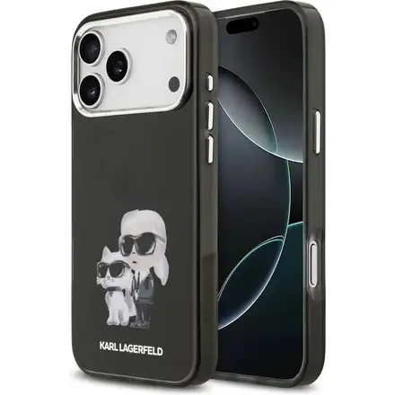Karl Lagerfeld IML Aquarelle Karl and Choupette kryt iPhone 17 Pro Max černý