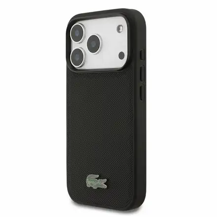 Lacoste PVC Iconic Petit Pique Metal MagSafe kryt iPhone 18 Pro černý