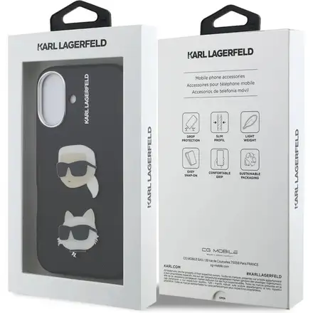 Karl Lagerfeld Grained PU K&CH Heads kryt iPhone 16 černý